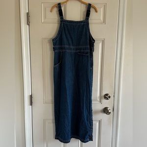 Vintage 90s Adriana Overall Dress Maxi Denim Grunge Cottage Core Blue Buckles M